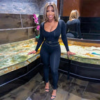 Gia Long-Sleeve Bodycon Jumpsuit