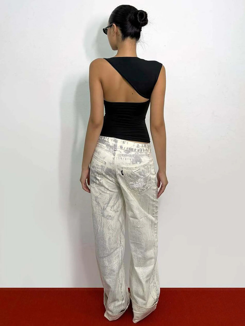 Backless One-Shoulder Sleeveless Tank Top