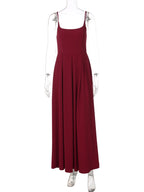Pleated Backless Sleeveless Slim-Fit Maxi Dress