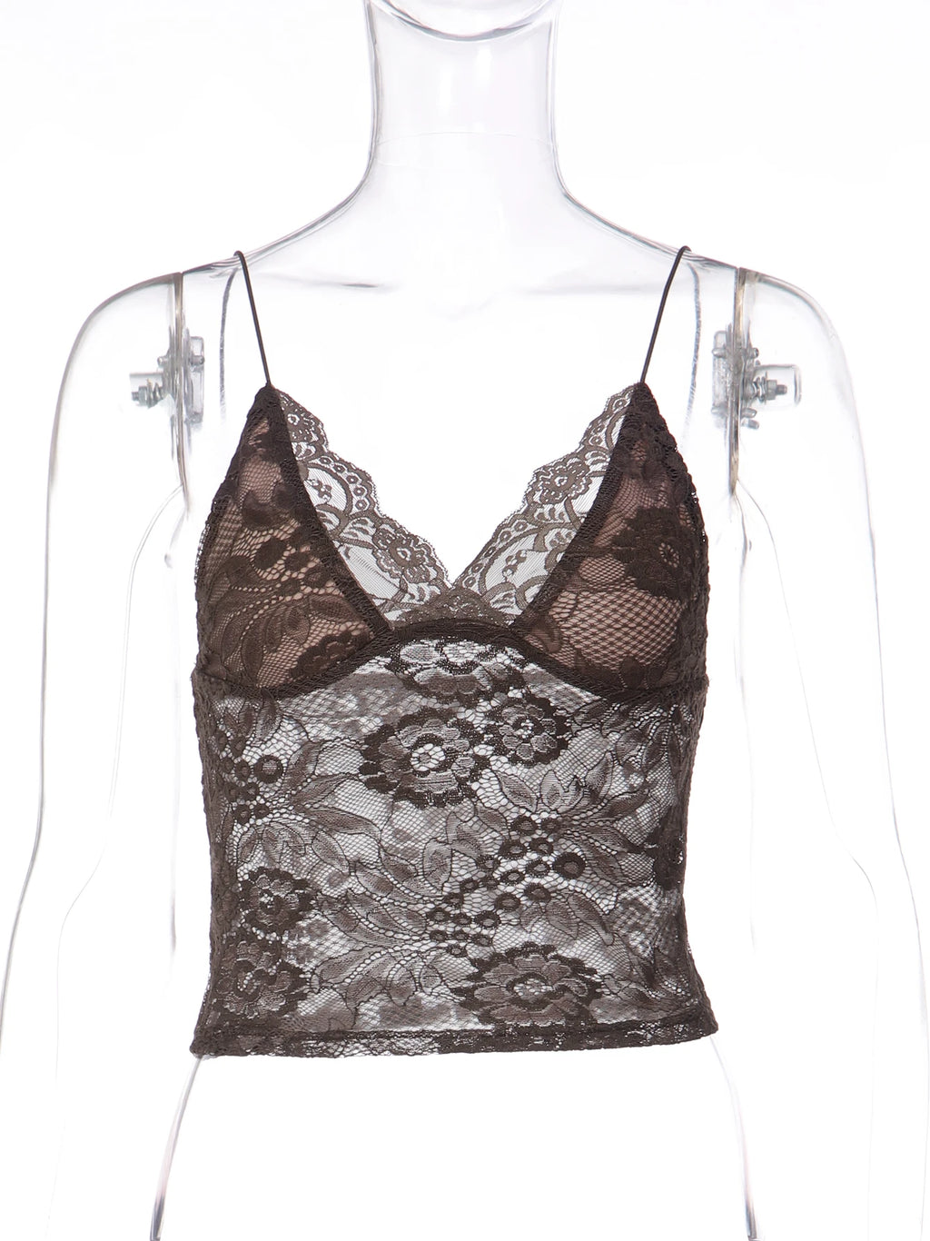 Sheer Lace Ruffle Backless Camisole Top