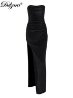 Velvet Backless Side-Slit Sleeveless Maxi Dress