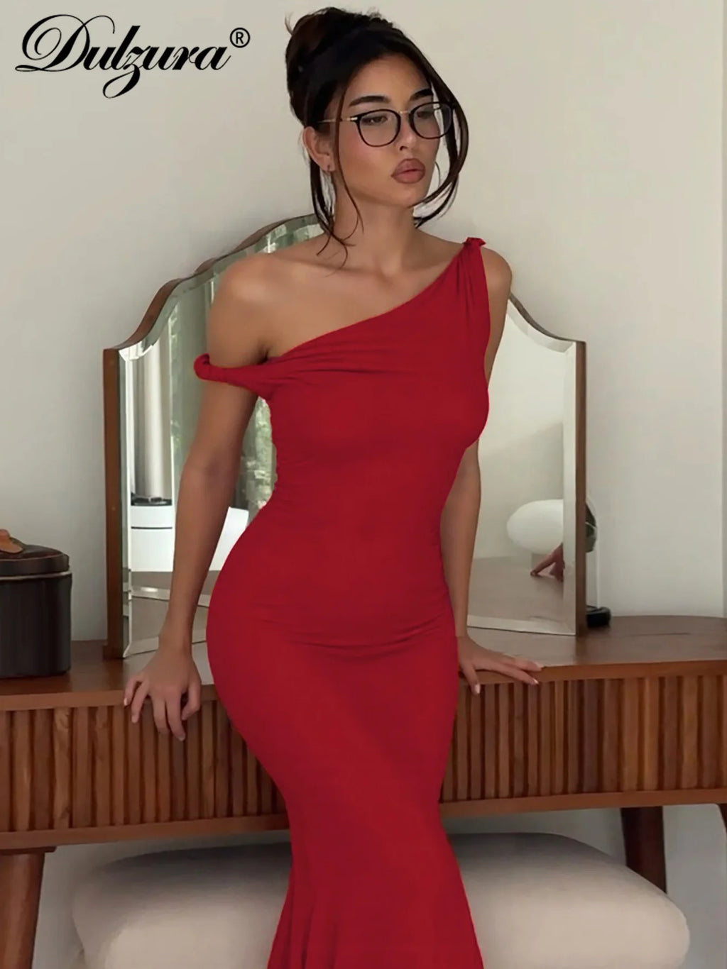 Backless One-Shoulder Sleeveless Maxi Dress