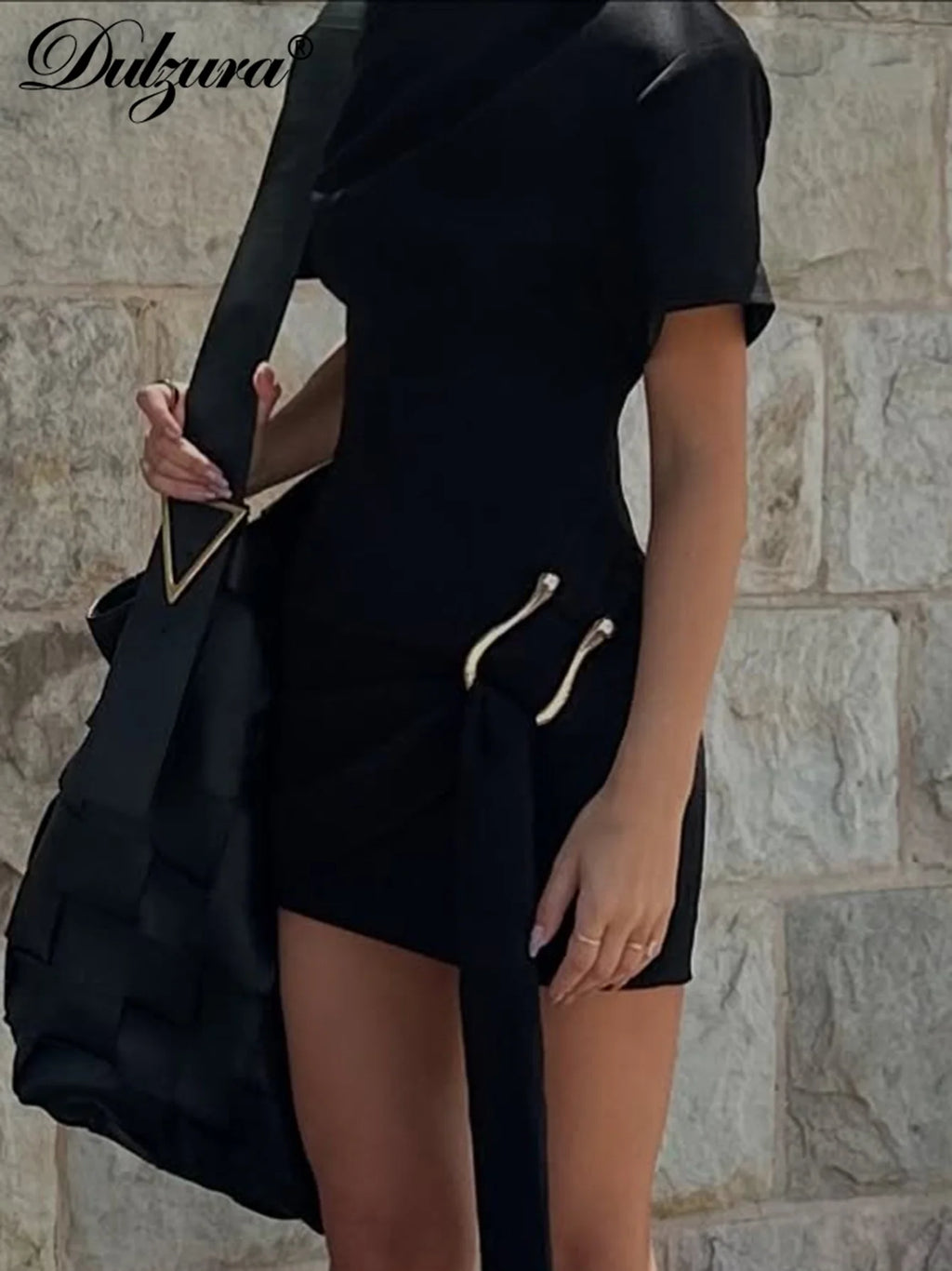 Lace-Up Short-Sleeve Bodycon Cropped Mini Dress