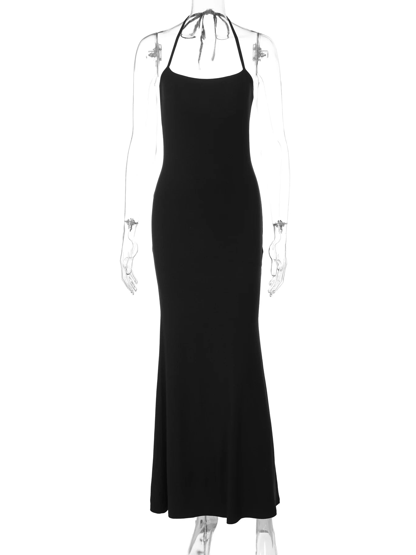 Lace-Up Backless Halter Sleeveless Maxi Dress