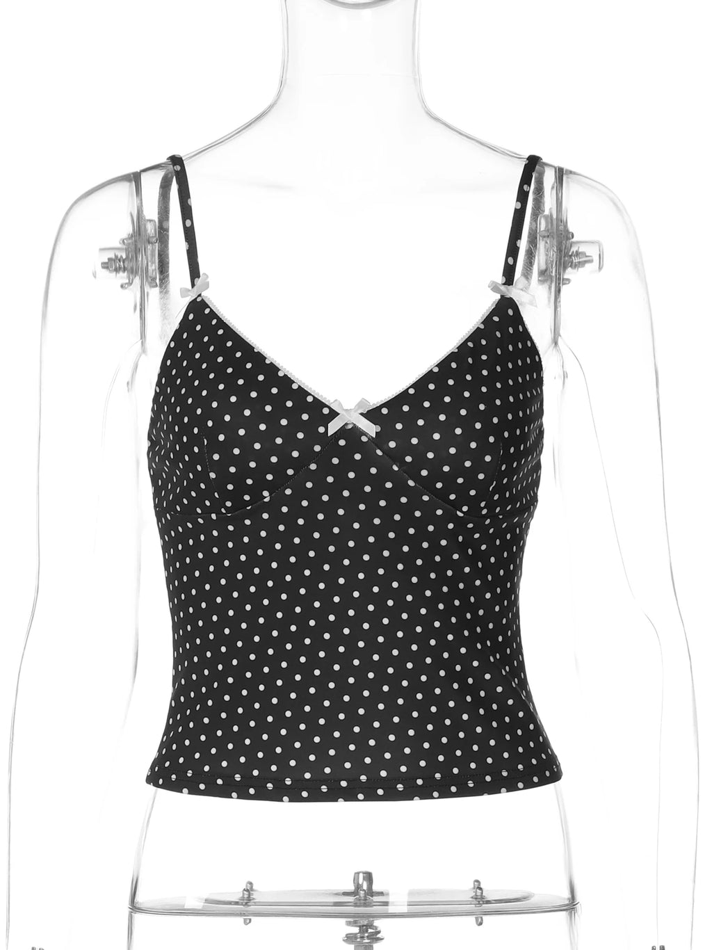 Polka-Dot Backless Slim-Fit Cropped Camisole Top