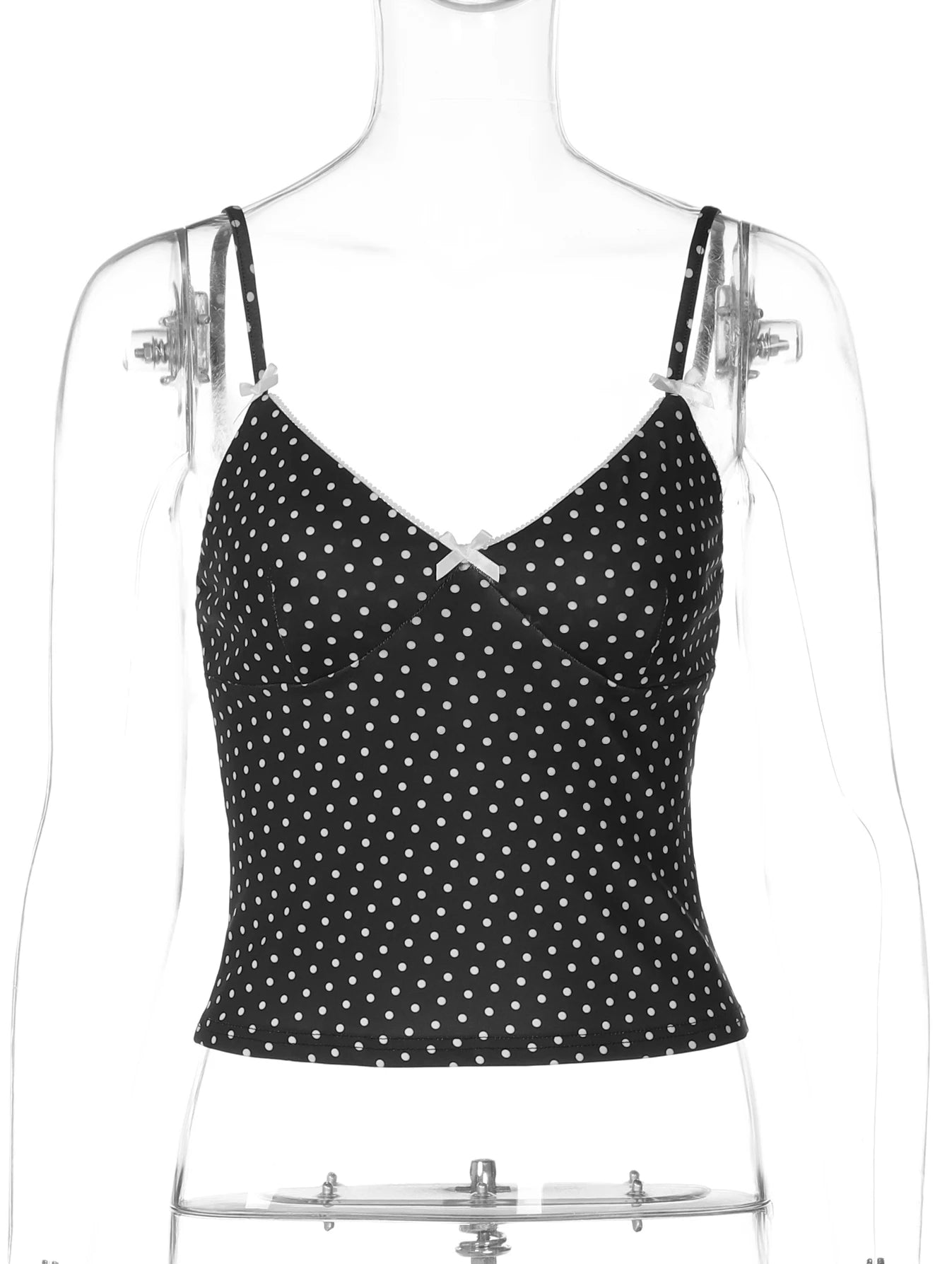 Polka-Dot Backless Slim-Fit Cropped Camisole Top