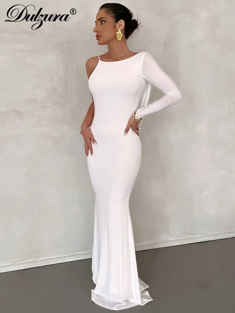 Lace-Up Long-Sleeve Maxi Dress