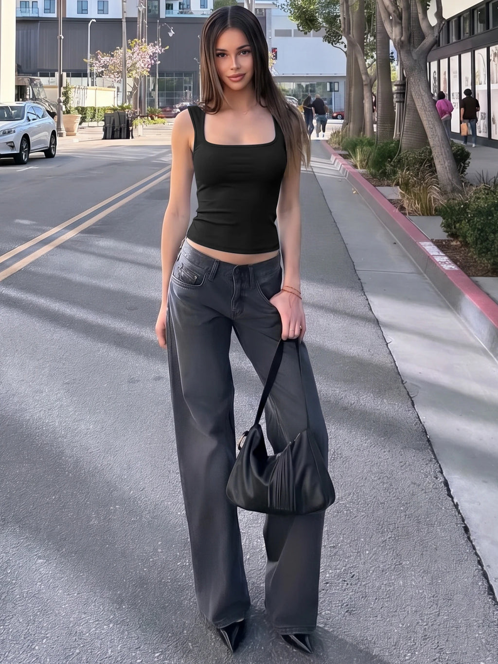 Square-Neck Sleeveless Tank Top