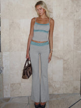 Lace Ruffle Backless Cropped Two-Piece Pants Set