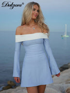 Off-Shoulder Long-Sleeve Mini Dress