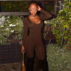 Gia Long-Sleeve Bodycon Jumpsuit