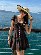 Plaid Sleeveless Slim-Fit Mini Dress