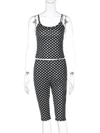 Polka-Dot Backless Sleeveless Cropped Two-Piece Pants Set