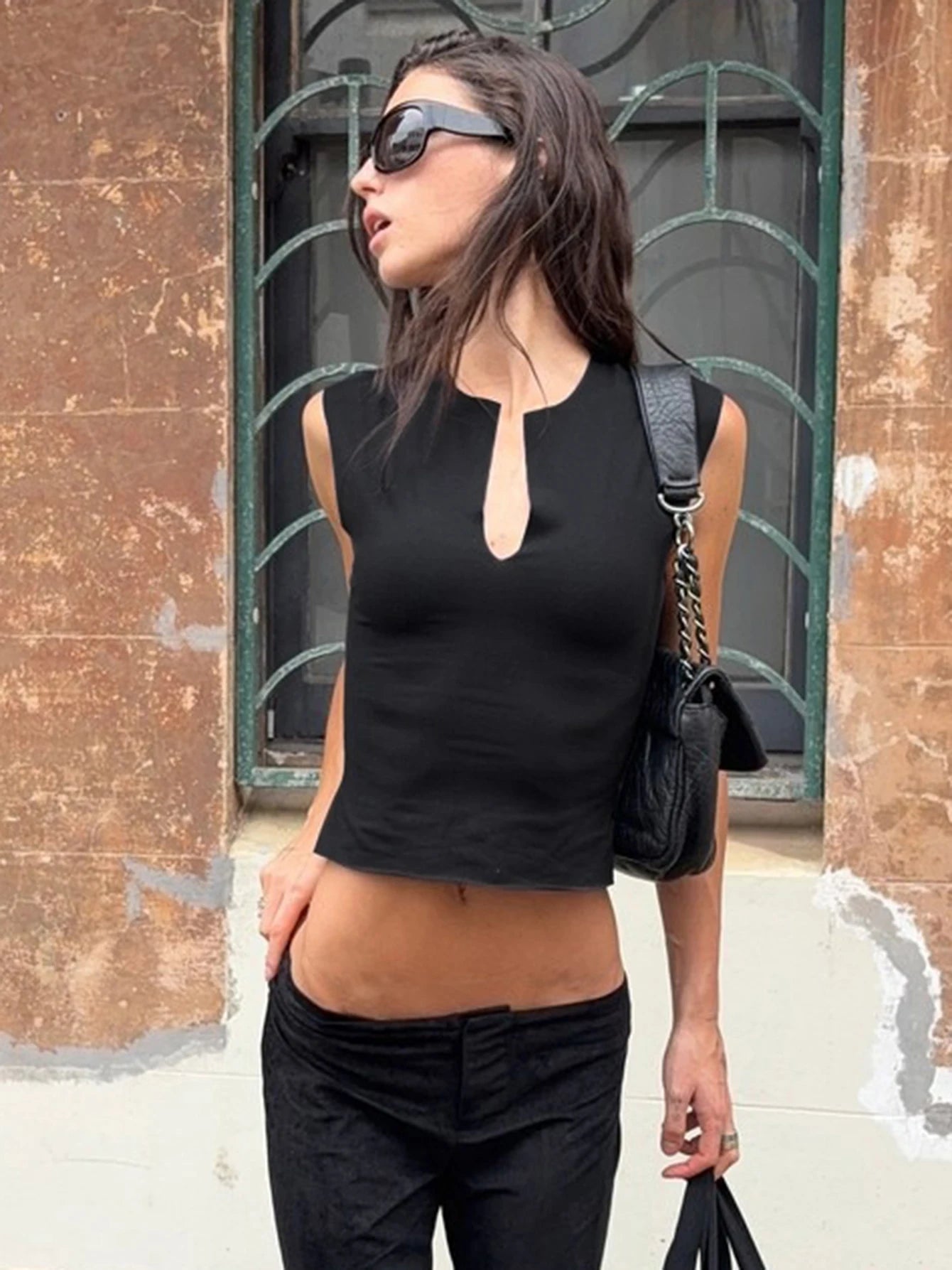 V-Neck Sleeveless Slim-Fit Tank Top