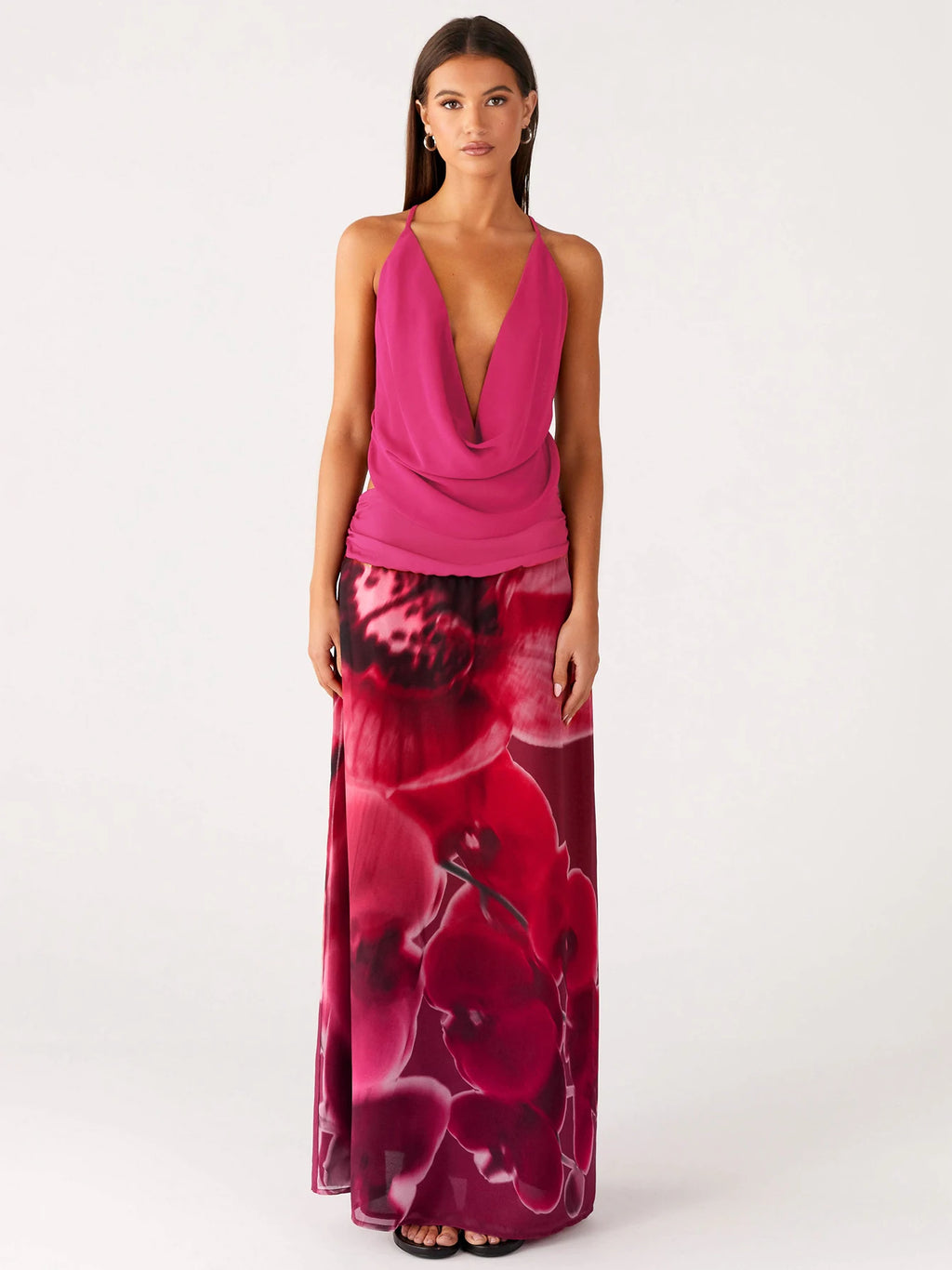 Mesh Ruched Backless Sleeveless Two-Piece Set