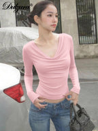V-Neck Long-Sleeve Slim-Fit T-Shirt