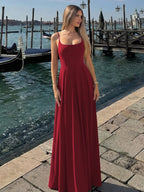 Pleated Backless Sleeveless Slim-Fit Maxi Dress