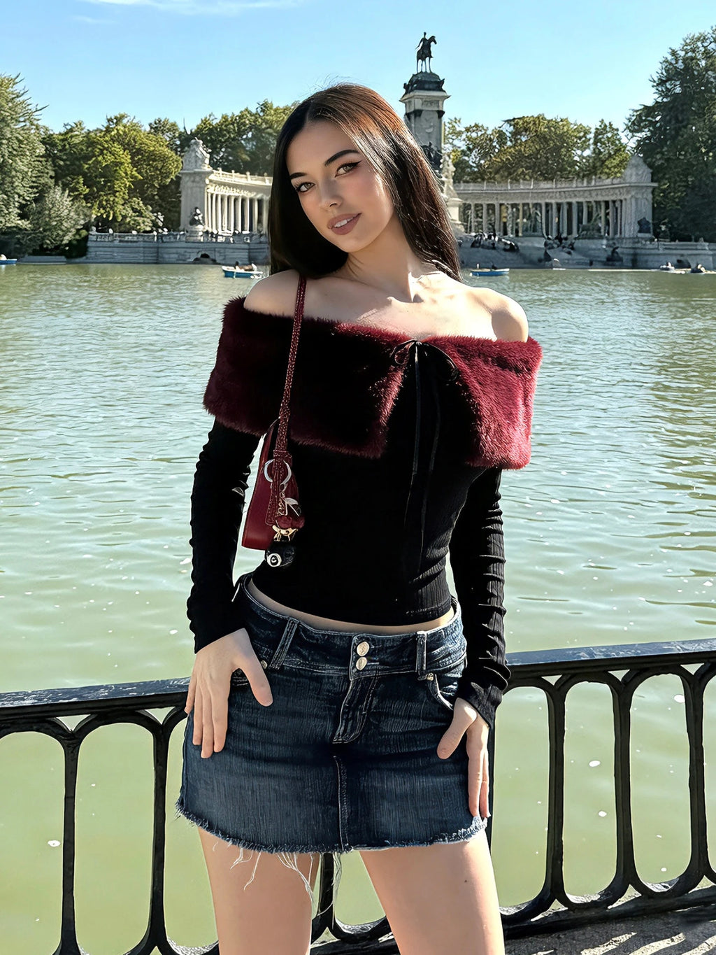 Lace-Up Backless Off-Shoulder Long-Sleeve T-Shirt
