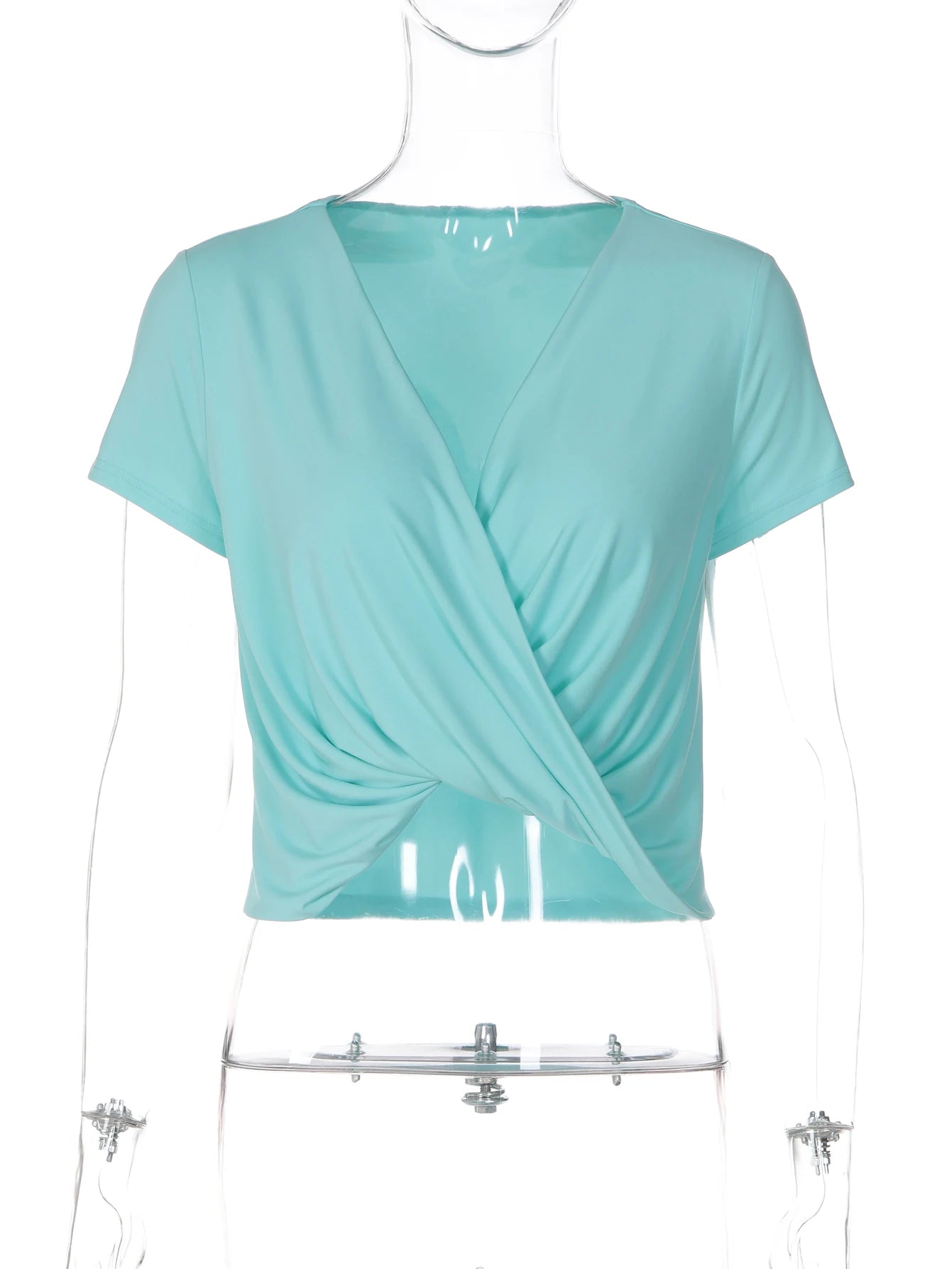 Ruched V-Neck Short-Sleeve Slim-Fit T-Shirt