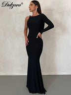 Lace-Up Long-Sleeve Maxi Dress
