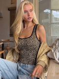 Leopard Square-Neck Sleeveless Slim-Fit Tank Top