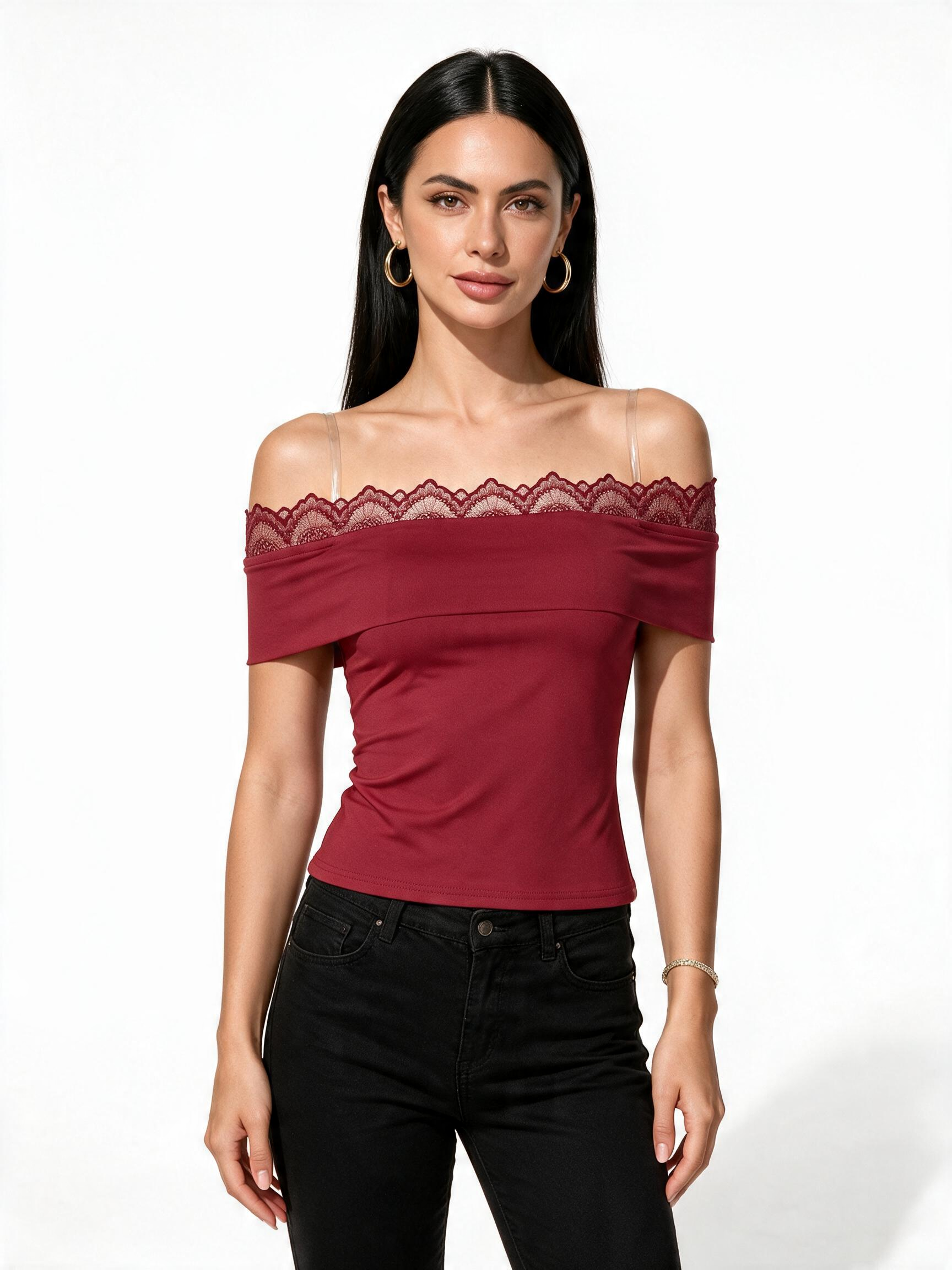 Lace Ruffle Backless Off-Shoulder Crop Top